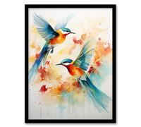 Artery8 Aerial Ballet Watercolour Artwork Bright Bold Birds In Flight Art Print Framed Poster Wall Decor in Black | Size: A4 Artery8 Black A4
