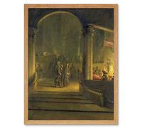 Artery8 Aert De Gelder Christ Before Caiphas Painting Art Print Framed Poster Wall Decor 12x16 inch