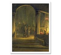 Artery8 Aert De Gelder Christ Before Caiphas Painting Art Print Framed Poster Wall Decor 12x16 inch