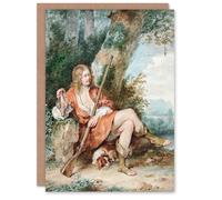 Artery8 Aert Schouman Art Card Resting Hunter with Partridge by a Tree