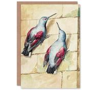 Artery8 Aert Schouman Art Card Two Wallcreepers Watercolour Painting