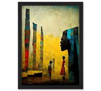 Artery8 African Art Modern Bright Abstract Artwork Framed Wall Art Print A4 in Black Artery8 Black