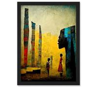 Artery8 African Art Modern Bright Abstract Wall Art Print - A4 Size