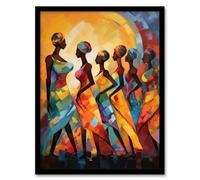 Wall Art Print African Cultural Dance Tribal Traditional Music Warm Colours Rhythm Body Energy Theatre Arts Artwork Art Framed Artery8 Multi A4