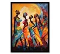 Wall Art Print African Cultural Dance Tribal Traditional Music Warm Colours Rhythm Body Energy Theatre Arts Artwork Art Framed Artery8 Multi A4