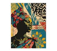 Artery8 African Woman Colourful Pattern Portrait Painting For Living Room Large Wall Art Poster Print Thick Paper 18X24 Inch