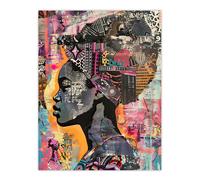 Artery8 African Woman Headwrap Portrait Modern Colourful Wall Art Print | Size: W12" x H16" Artery8 Multicolor W12" x H16"