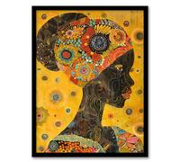 Artery8 African Woman Portrait Colourful Detailed Artwork Living Room Artwork Framed Wall Art Print 18X24 Inch
