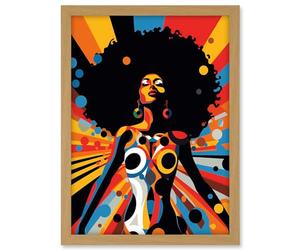 Artery8 Afro Caribbean Woman Colour Explosion Modern Strong Matriarch Bright Bold Colourful Artwork Framed A3 Wall Art Print