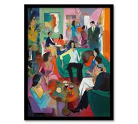 Artery8 After Dinner Cocktails Colourful Modern Abstract Painting Art Print Framed Poster Wall Decor 12x16 inch in Black | Size: W12" x H16" Artery8 Black W12" x H16"