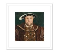 Artery8 After Hans Holbein The Younger King Henry VIII 8X8 Inch Square Wooden Framed Wall Art Print Picture with Mount in White Artery8 White