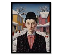 Artery8 After the Snowstorm Quirky Winter Camp Portrait Artwork Framed Wall Art Print A4