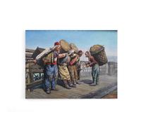 Artery8 Agopyan Porters on Karakoy Bridge Canvas Wall Art Print in Blue | Size: W12" x H16" Artery8 Blue W12" x H16"