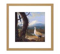 Artery8 Agricola Bustard Magpie Exotic Landscape Painting 8X8 Inch Square Wooden Framed Wall Art Print Picture with Mount in Light Oak Artery8 Light Oak