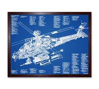 Artery8 AH-64D Apache Attack Helicopter Military Patent Plan Art Print Framed Poster Wall Decor 12x16 inch