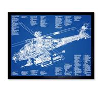 Artery8 Ah-64D Apache Attack Helicopter Military Patent Plan Framed Wall Art Print