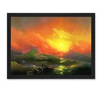 Artery8 Aivazovsky Ivan The Ninth Wave Marine Painting Artwork Framed Wall Art Print A4
