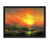 Artery8 Aivazovsky Ivan The Ninth Wave Marine Painting Artwork Framed Wall Art Print A4 in Black Artery8 Black