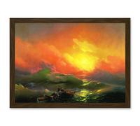 Aivazovsky Ivan The Ninth Wave Marine Painting Artwork Framed Wall Art Print A4 Artery8 Brown One Size
