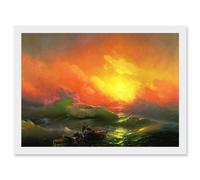 Artery8 Aivazovsky Ivan The Ninth Wave Marine Painting Artwork Framed Wall Art Print A4 in White Artery8 White
