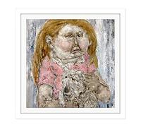 Artery8 Akira Tanaka La Fillette Et Son Chien Circa 1968 Square Wooden Framed Wall Art Print Picture 16X16 Inch