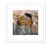 Artery8 Akira Tanaka Les Trois Vieux Circa 1976 8X8 Inch Square Wooden Framed Wall Art Print Picture with Mount in White Artery8 White