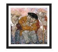 Artery8 Akira Tanaka Les Trois Vieux Circa 1976 Square Wooden Framed Wall Art Print Picture 16X16 Inch