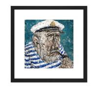 Artery8 Akira Tanaka Marin De Venise Circa 1981 8X8 Inch Square Wooden Framed Wall Art Print Picture with Mount in Black Artery8 Black