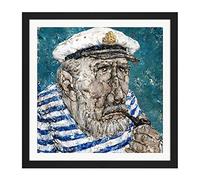 Artery8 Akira Tanaka Marin De Venise Circa 1981 Square Wooden Framed Wall Art Print Picture 16X16 Inch