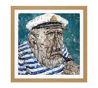 Artery8 Akira Tanaka Marin De Venise Circa 1981 Square Wooden Framed Wall Art Print Picture 16X16 Inch