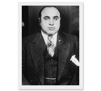 Artery8 Al Capone 1935 Photo Mafia Chicago Gangster The Outfit A4 Artwork Framed Wall Art Print in White Artery8 White
