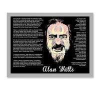 Artery8 Alan Watts Everybody Is Fundamentally Ultimate Face Quote A4 Artwork Framed Wall Art Print in Light Grey Artery8 Light Grey