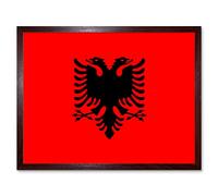 Artery8 Albania National Flag Patriotic Vexillology World Flags Country Region Poster Art Print Framed Poster Wall Decor 12x16 inch