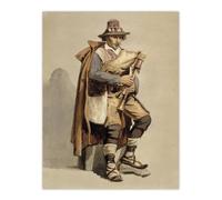 Artery8 Albert Edelfelt Bagpiper Watercolour Portrait XL Wall Art Print 24X32