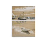 Artery8 Albert Edelfelt Seascape View From the Pier Canvas Wall Art Print in Brown | Size: W18" x H24" Artery8 Brown W18" x H24"