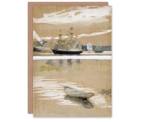 Artery8 Albert Edelfelt Seascape View From the Pier Personalised Art Greeting Card