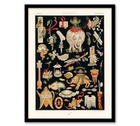 Artery8 Albert Racinet Framed Wall Art Print Chinese Ornamental Objects in Black | Size: A3 Artery8 Black A3