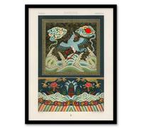 Artery8 Albert Racinet Framed Wall Art Print Chinese Patterns With Birds - A3 Size