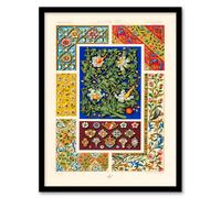 Artery8 Albert Racinet Framed Wall Art Vintage Floral Middle Ages Patterns | Size: A3 Artery8 Multicolor A3