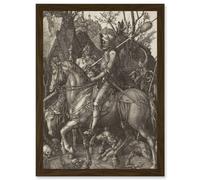 Artery8 Albrecht Durer Knight Death Devil A4 Artwork Framed Wall Art Print in Brown Artery8 Brown