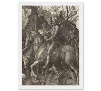 Artery8 Albrecht Durer Knight Death Devil A4 Artwork Framed Wall Art Print in White Artery8 White