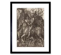 Artery8 Albrecht Durer Knight Death Devil Old Master 12x16" Framed Art Print in Grey | Size: W12" x H16" Artery8 Grey W12" x H16"