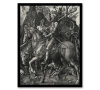 Artery8 Albrecht Durer Knight Death & the Devil Framed Art Picture Print in Grey | Size: A3 Artery8 Grey A3