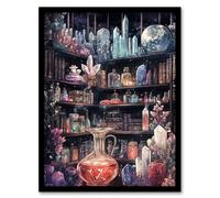 Artery8 Alchemist Laboratory Crystals Potions Fantasy Art Living Room Artwork Framed Wall Art Print A4