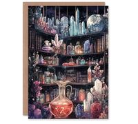 Artery8 Greeting Card Alchemist Laboratory Crystals Potions Fantasy Art Blank For Him Or Her Art Birthday Card