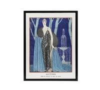 Artery8 Alcyone Fashion Worth Advert Barbier Black Framed Canvas Art Print in Blue | Size: W24" x H32" Artery8 Blue W24" x H32"