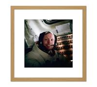 Artery8 Aldrin NASA Astronaut Neil Armstrong Apollo 11 Flight Photo 8X8 Inch Square Wooden Framed Wall Art Print Picture with Mount in Light Oak Artery8 Light Oak
