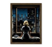 Artery8 Alfred Hitchcock Rear Window Inspired Hyperrealist Painting Watching Neighbours at Night Artwork Framed Wall Art Print 18X24 Inch