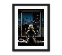Artery8 Alfred Hitchcock Rear Window Inspired Hyperrealist Painting Watching Neighbours at Night Artwork Framed Wall Art Print 18X24 Inch