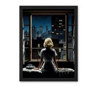 Artery8 Alfred Hitchcock Rear Window Inspired Hyperrealist Painting Watching Neighbours at Night Artwork Framed Wall Art Print 18X24 Inch